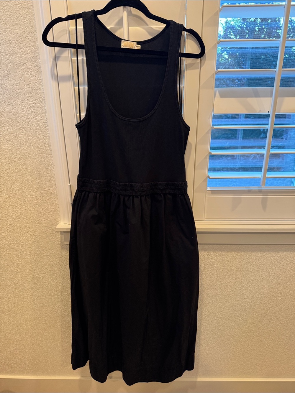 Nation LTD Black Sleeveless Midi Dress with Gathered Waistband